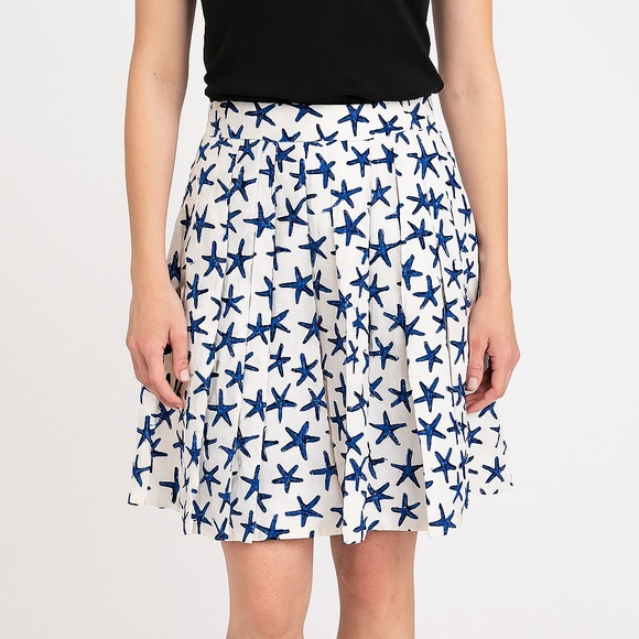 kate spade Dresses & Skirts - Kate Spade Blue and White Pleated Star Fish A-Line Skirt Size 2